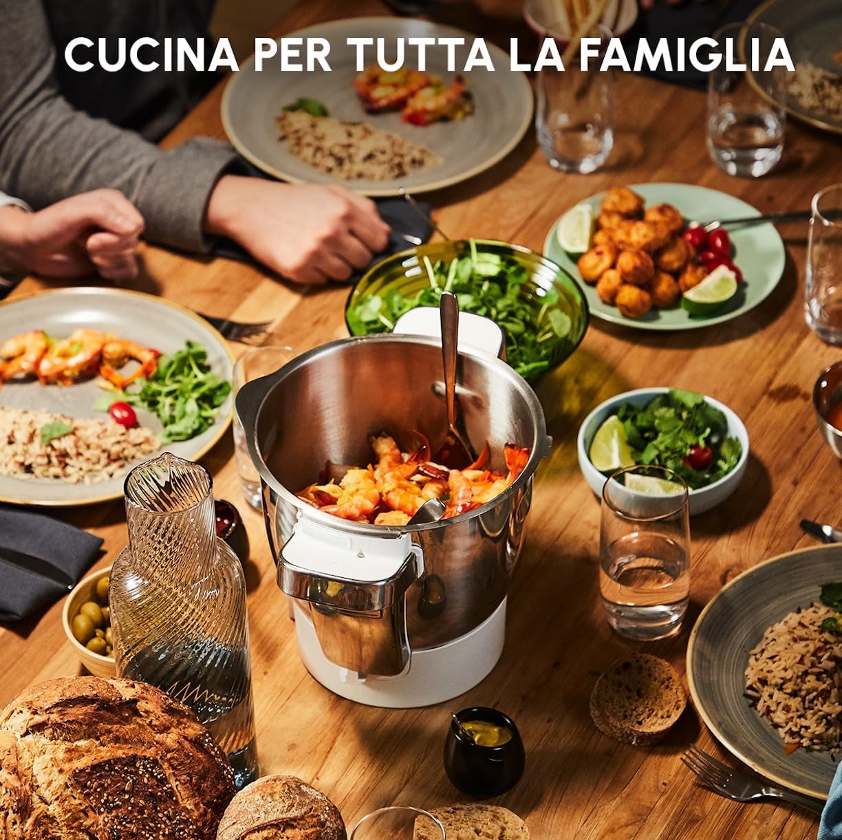 Moulinex Robot da Cucina Multifunzione I-Companion Touch, Potenza 1550 W, Capacità 4,5L, Temperatura da 30 a 150 °C, 14 Programmi Automatici e 5 Accessori Dedicati, HF9345