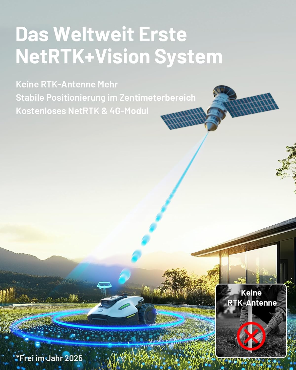 MAMMOTION YUKA Mini 500 Robotic Lawnmower without Boundary Cable, NetRTK+Vision, No RTK Antenna Required, Auto Mapping, Recommendation 500 m², with 4G Module, 50% Incline