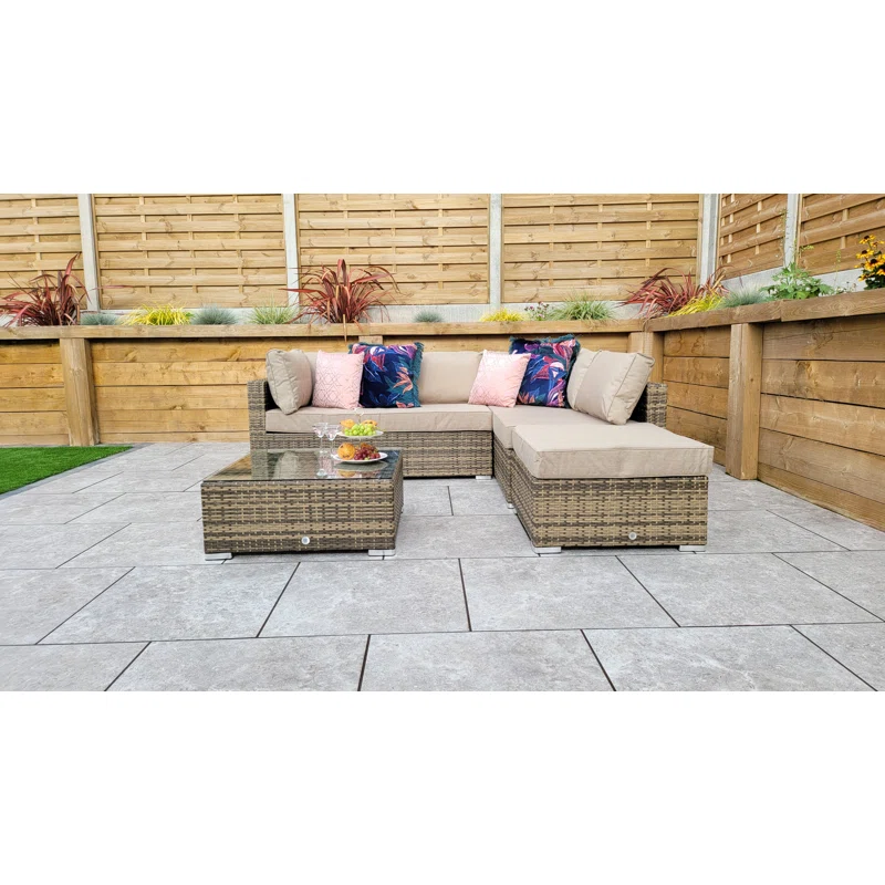 Margaret Wicker 5 - Person Garden Lounge Set with Cushions