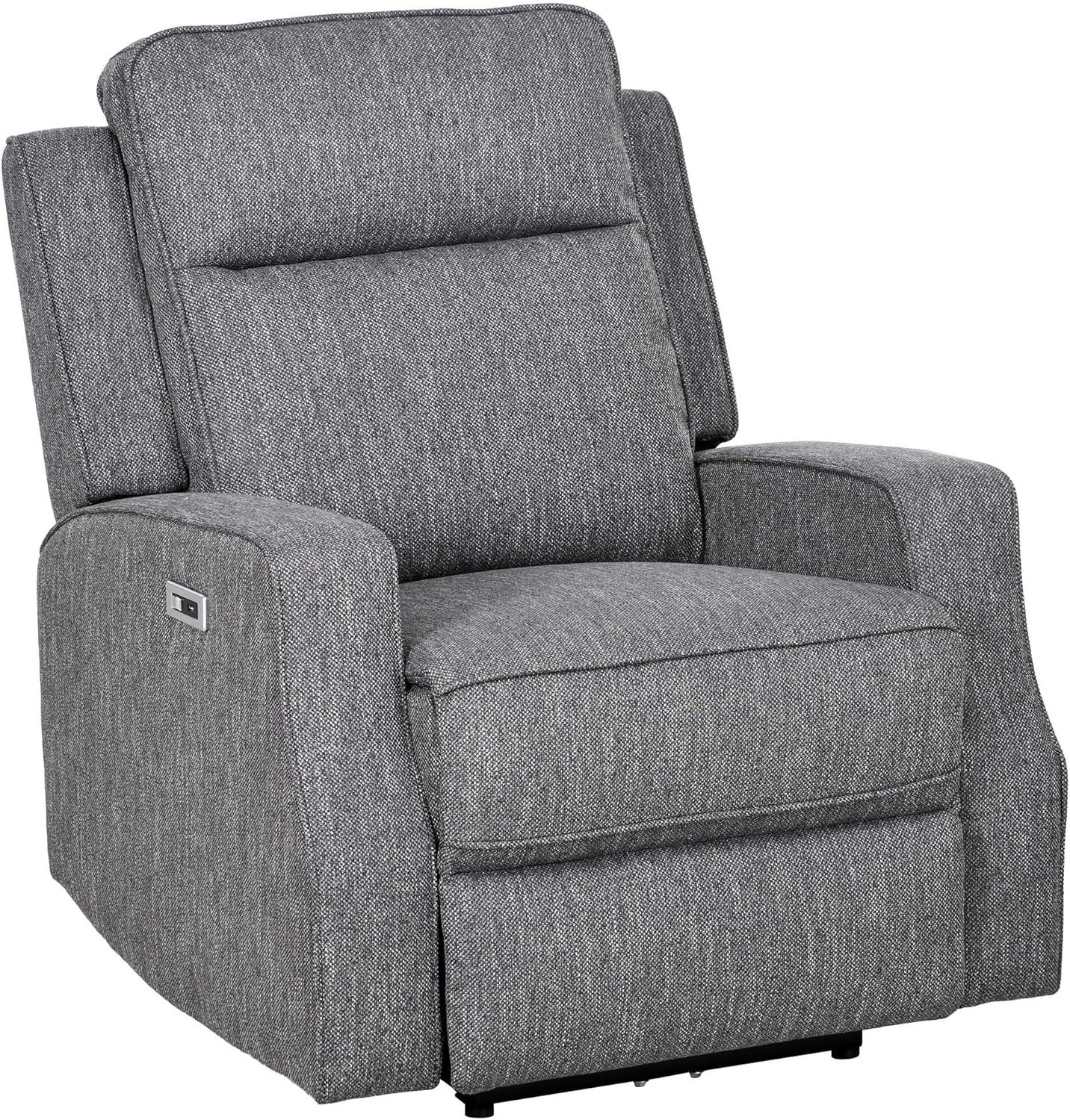 HOMCOM Electric Fabric Recliner Armchair, Reclining Chair with Adjustable Leg Rest, USB Port, for Limited Space Home Living Room, Charcoal Grey