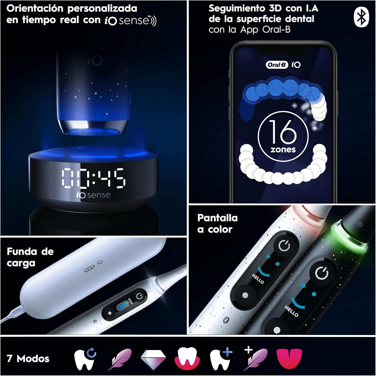 Oral-B iO 10 Electric Toothbrush with Rechargeable Handle, 3 Replacement Heads and Travel Case with Charger, Designed by Braun, Original Gifts for Women and Men - Black