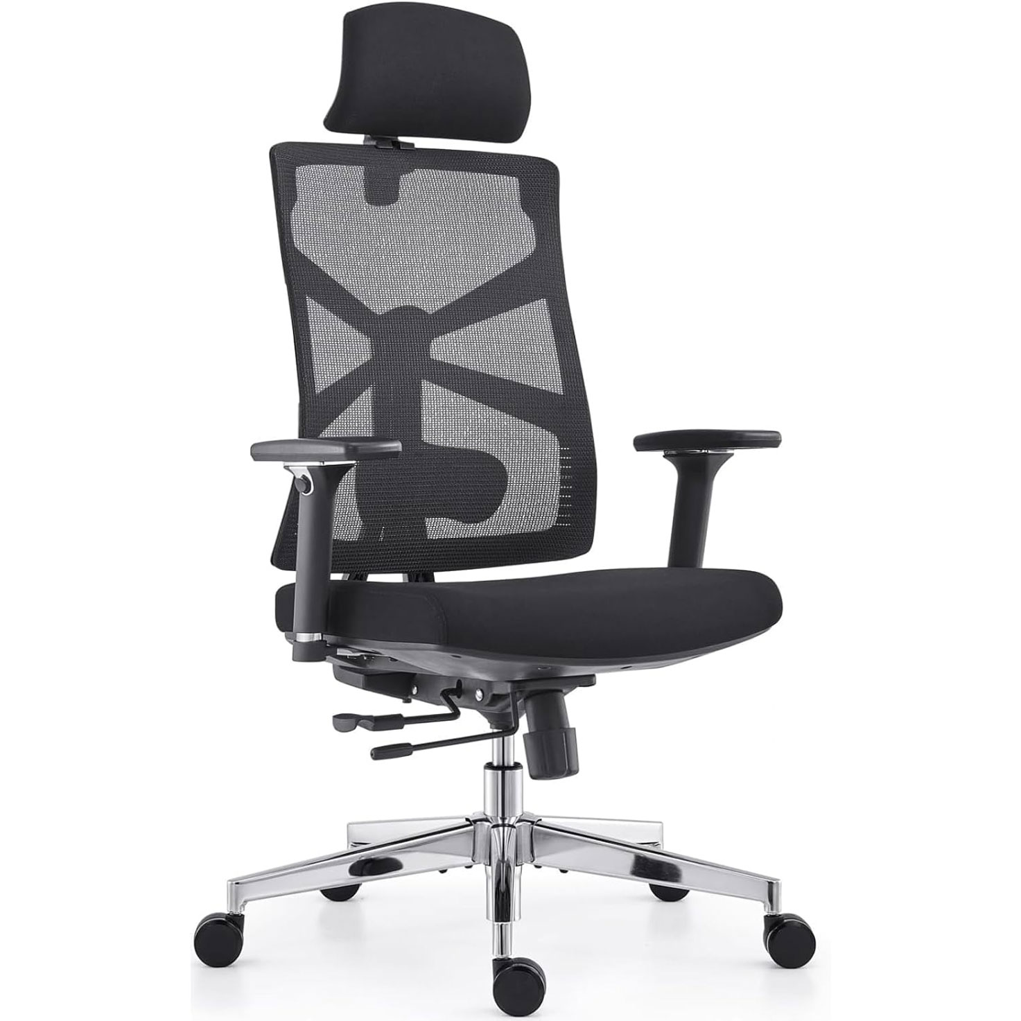 HOLLUDLE Ergonomic Office Chair with Adjustable Backrest, Computer Chair with 4D Armrests, Adjustable Seat Depth, Lumbar Support and 2D Headrest, Task Chair, White