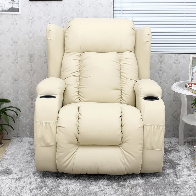 Bonded Leather Electric Recliner with Massager and Heating