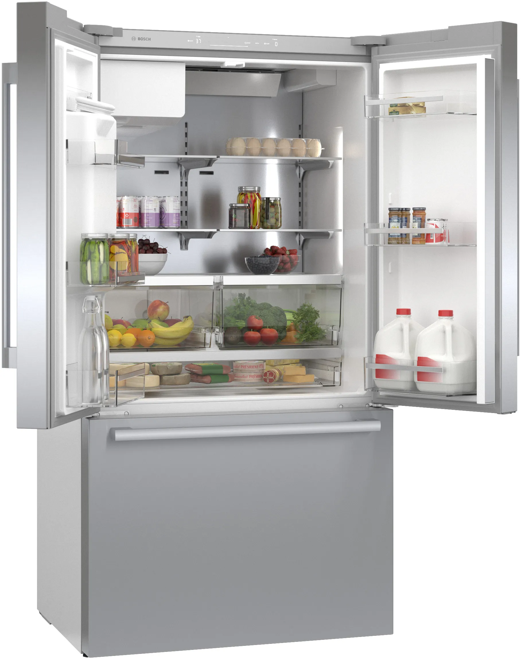 Bosch B36CD50SNS 500 Series French Door Bottom Mount Refrigerator 36'' Stainless steel (with anti-fingerprint), Total No Frost