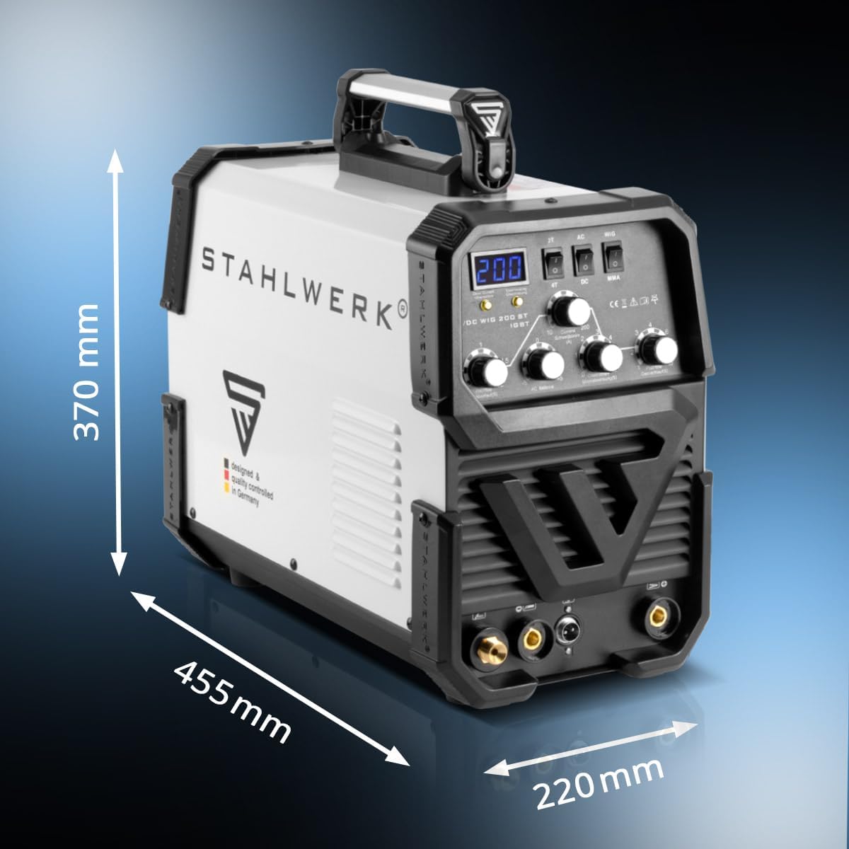 STAHLWERK welding machine 2 in 1 combo fully equipped AC/DC TIG 200 ST – TIG & MMA welding is possible up to 200 A, IGBT inverter, HF ignition, smart cooling, ideal for aluminum & steel