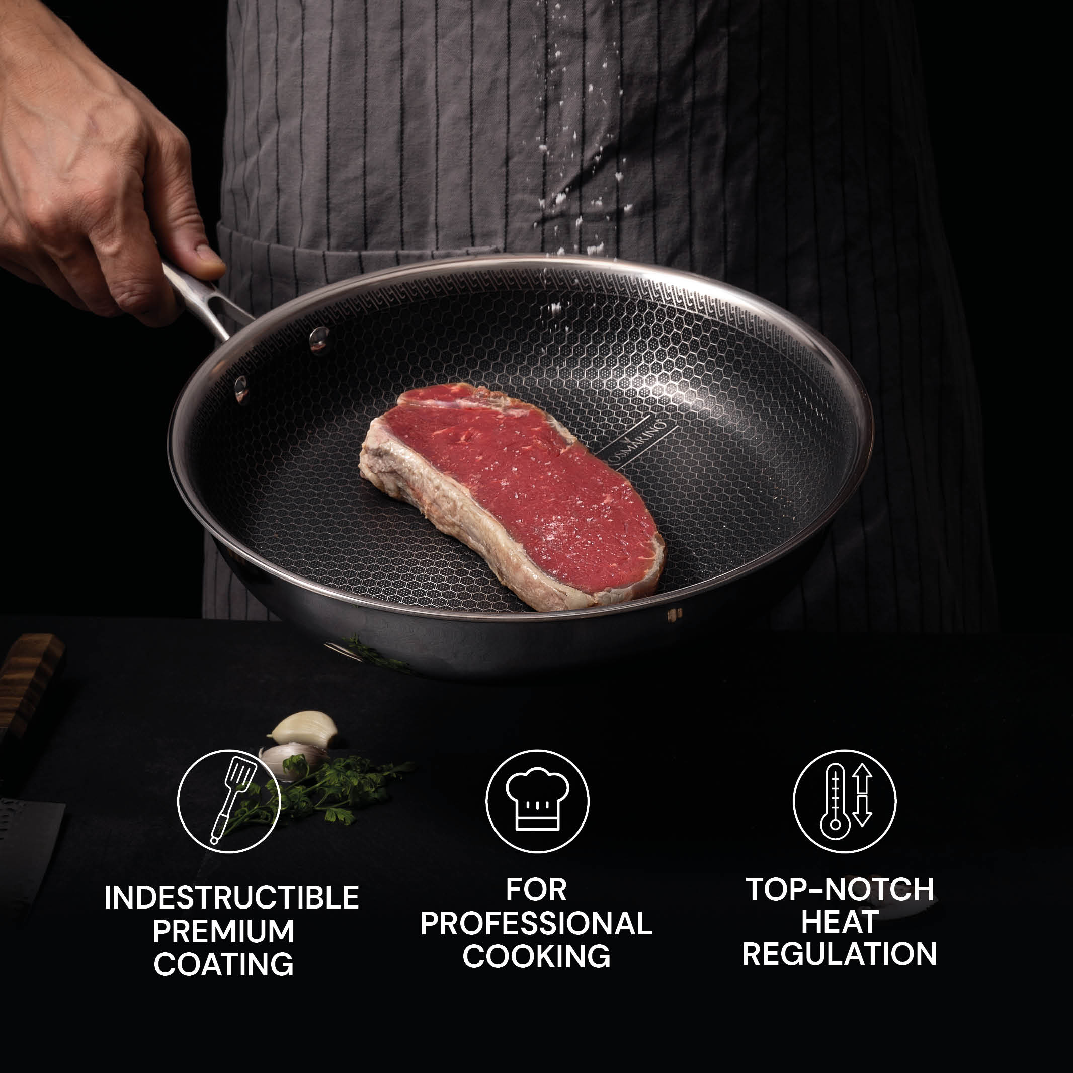 Premium frying pan Rosmarino HexaPRO - 28 cm