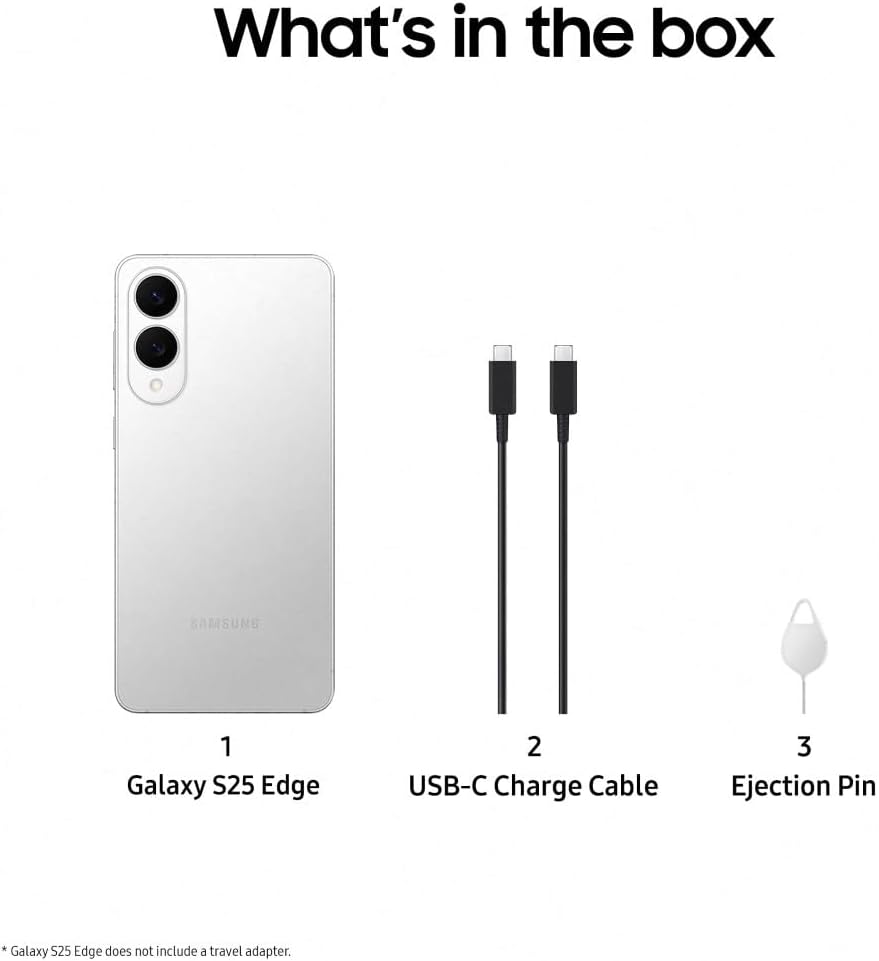 Samsung Galaxy S25 Edge AI Smartphone, Galaxy AI, Android Smartphone, 12GB Memory, 512GB Storage, 200 MP Camera, Long Battery Life, Titanium JetBlack, 3 Year Samsung Extended Warranty