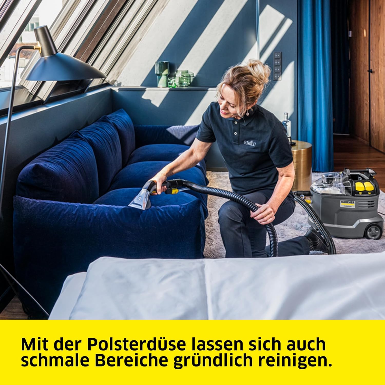 Kärcher Puzzi 8/1 Powerful Washing Vacuum Cleaner for Cleaning Upholstery Stain Removal on Textile Surfaces Includes Ergonomic Short Upholstery Nozzle Black