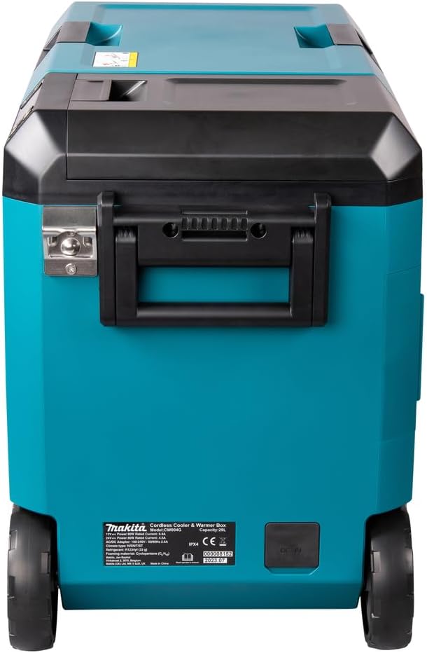 Makita 40V Battery Cooling and Heat Box, 29L Portable Refrigerator, Turquoise, IPX4 Water Resistant, Compressor Cooling System, Bottle Opener, Deep Discharge Protection