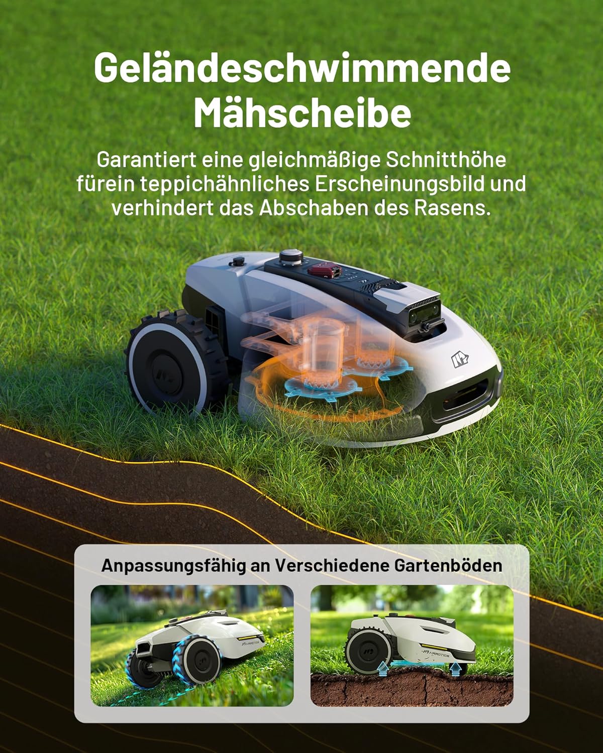MAMMOTION YUKA 2000 Robotic Lawnmower without boundary wire, NetRTK+Vision, No RTK antenna required, Auto-mapping, Recommended area 2000m², Maximum area 2800m², with 4G module, 50% gradient