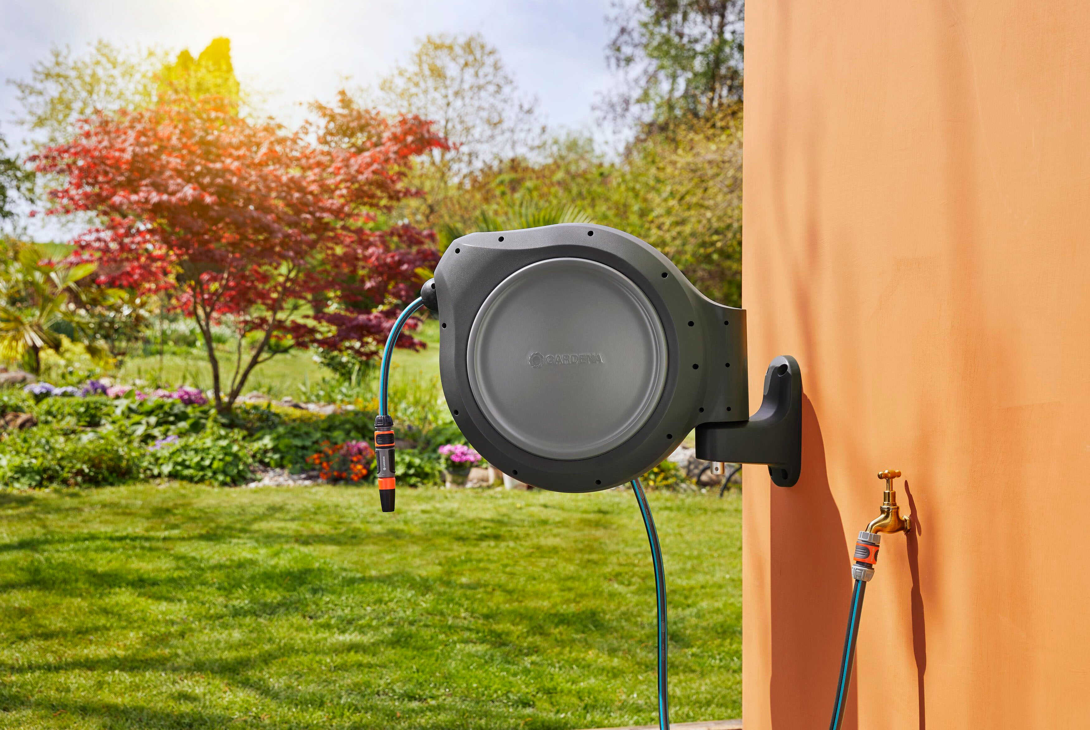 83 Foot Wall Mounted Reel, gray