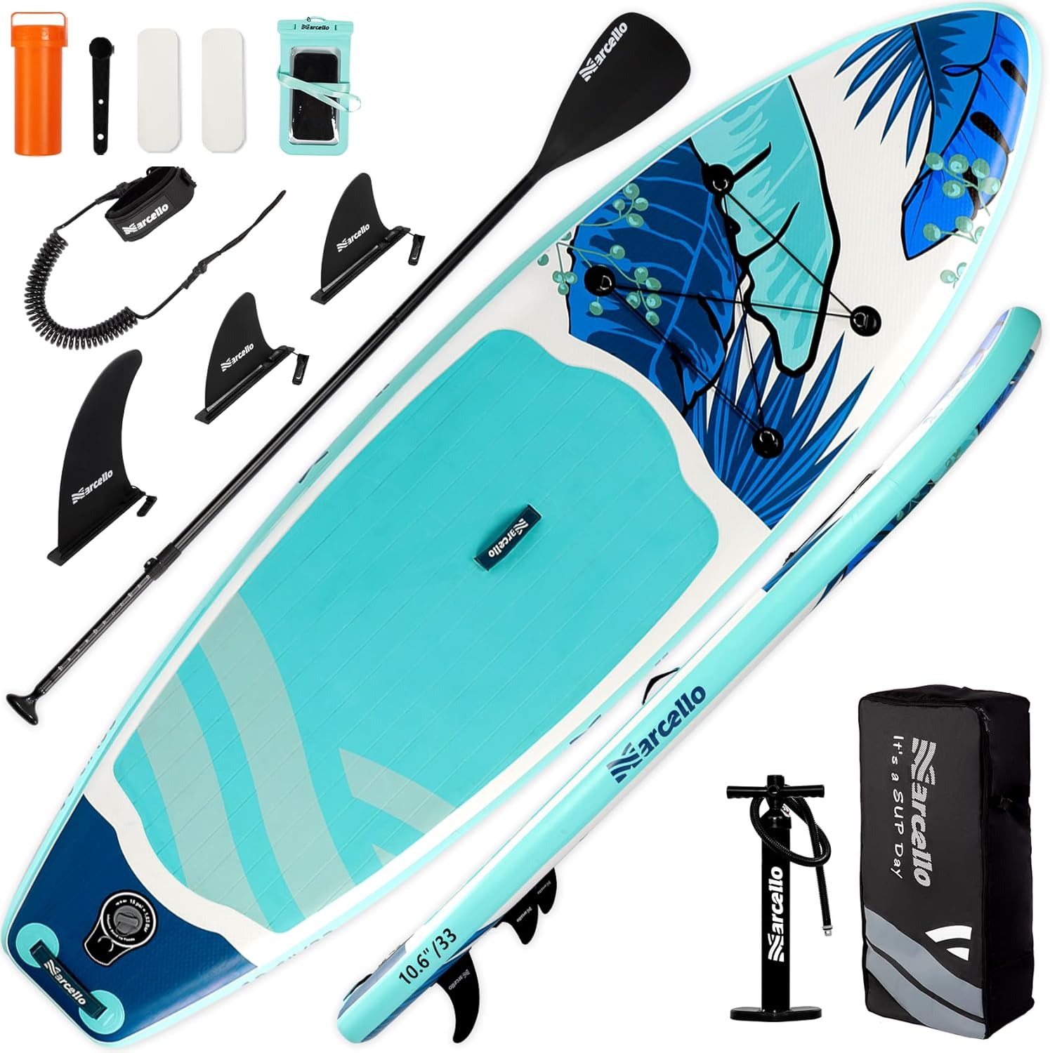 Inflatable Stand UP Paddle Board, 10’6 x 33” x 6” Paddle Board with Backpack, Pump, non slip Mat, Phone Case Ultra-Light Paddle Boards for Adults