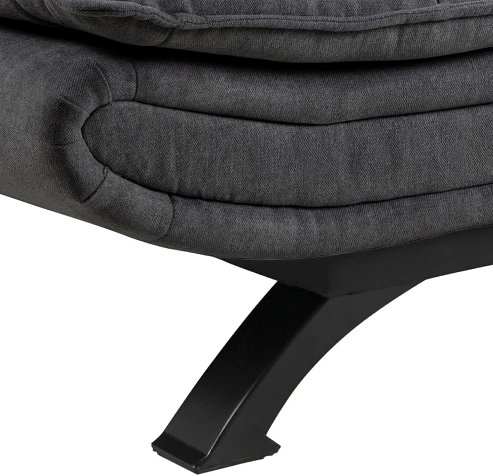 AC Design Furniture Jasper Sofa Bed W: 196 x H: 91 x D: 96 cm, Dark Grey/Black, Fabric/Metal