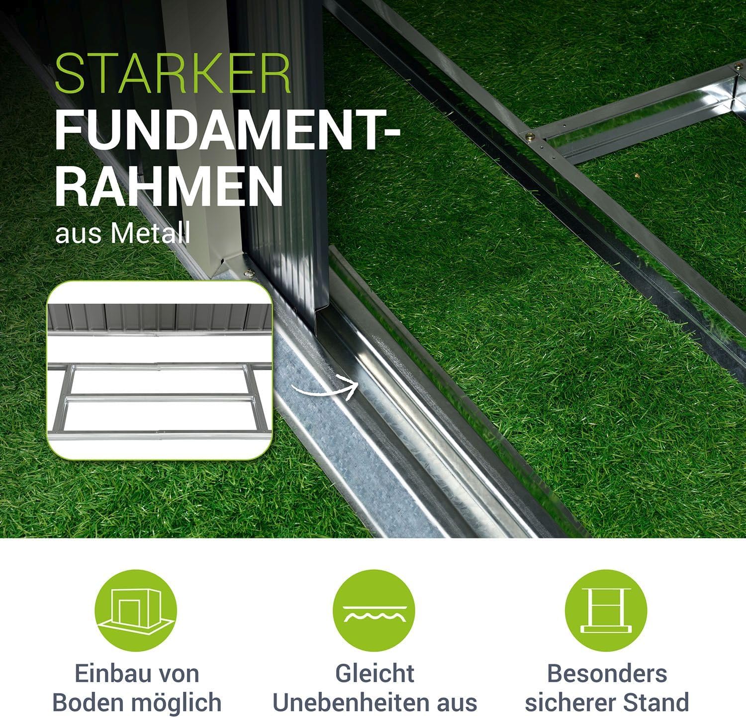 Juskys 9m³ Metal Tool Shed with Sloped Roof, Sliding Door and Foundation - 277×191×192cm - Tool Shed Garden Shed Tool Shed