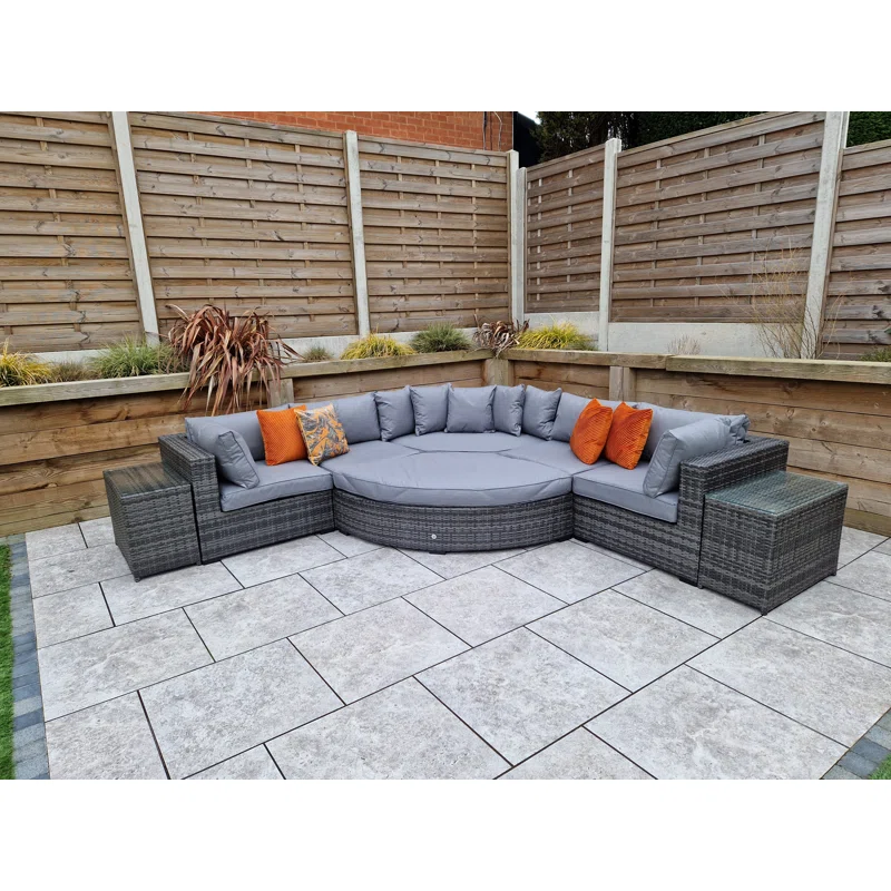 Berniss Wicker 8 - Person Garden Lounge Set with Cushions