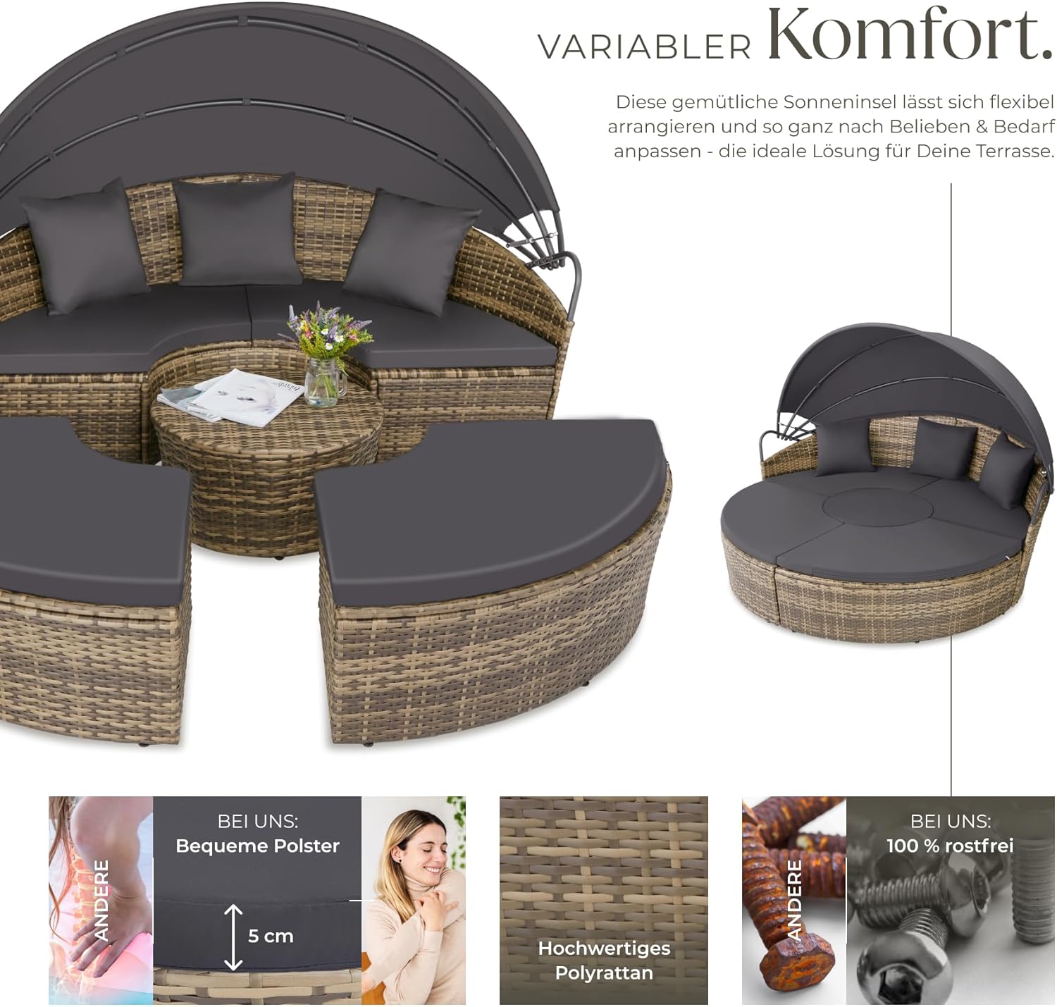 Lounge Muschel Sonneninsel Outdoor wetterfest