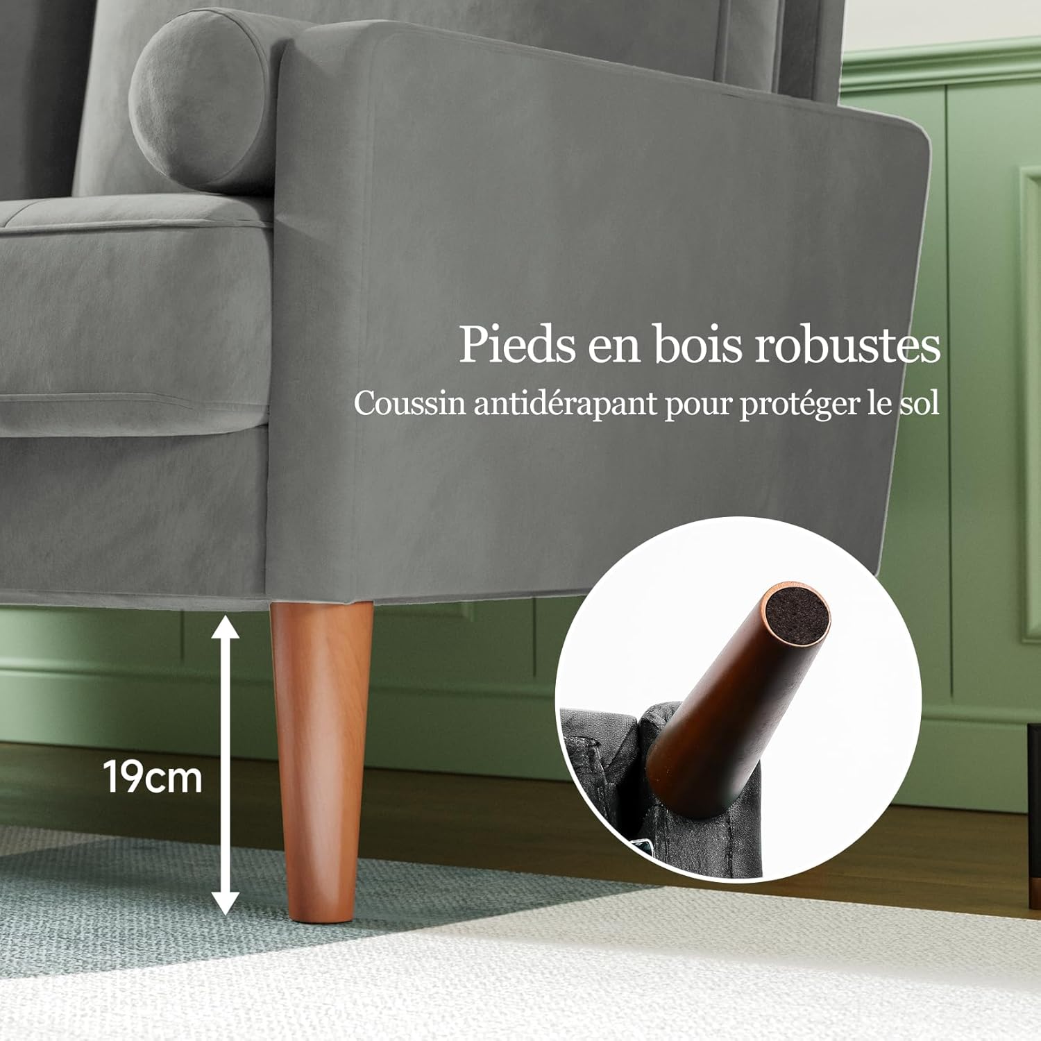 Vesgantti Small 2 Seater Sofa, 121cm Velvet Sofa with Spring Cushion, Mini Bedroom with Armrests, Modern Living Room Loveseat, Fixed 2 Seater Loveseat