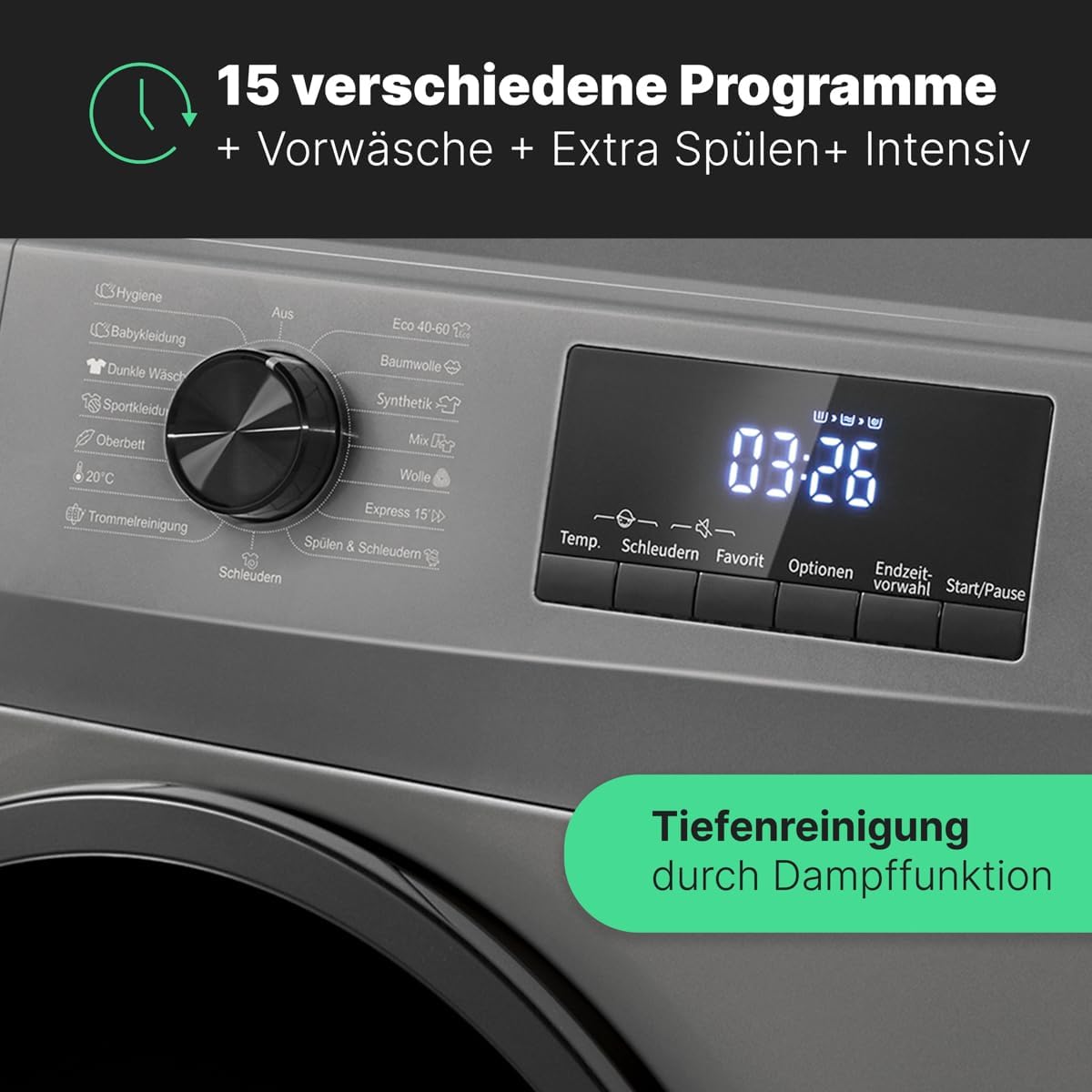 Bomann® Waschmaschine 7kg | max. 1400 U/min | 10 Jahre Motor-Garantie | effizienter, leiser & langlebiger Invertermotor | 15 Programme | Endzeitvorwahl | LED-Display | Washing Machine | WA 7175 weiß [Energieklasse A]