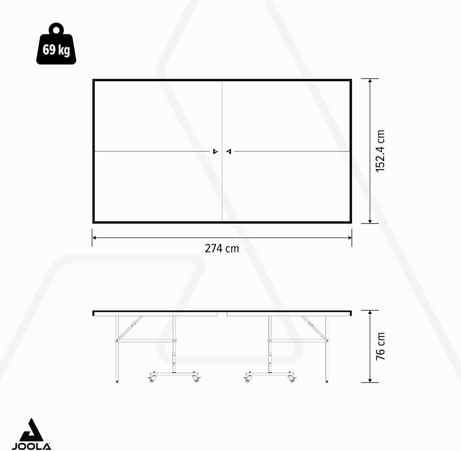 JOOLA Indoor Table Tennis Table Foldable - Quick Assembly - Includes Table Tennis Net, 274 x 152.5 x 76 cm