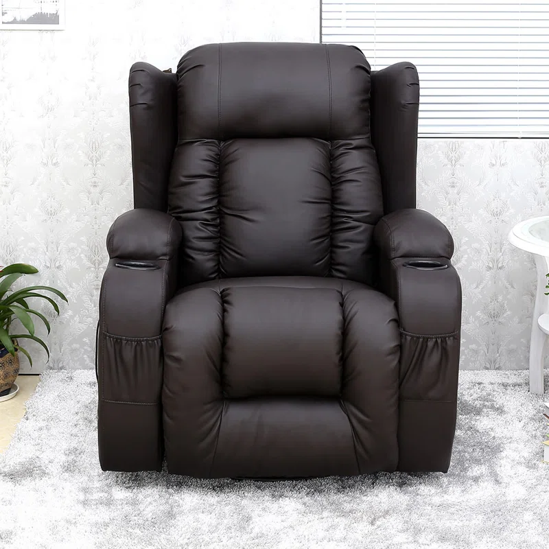 Bonded Leather Electric Recliner with Massager and Heating