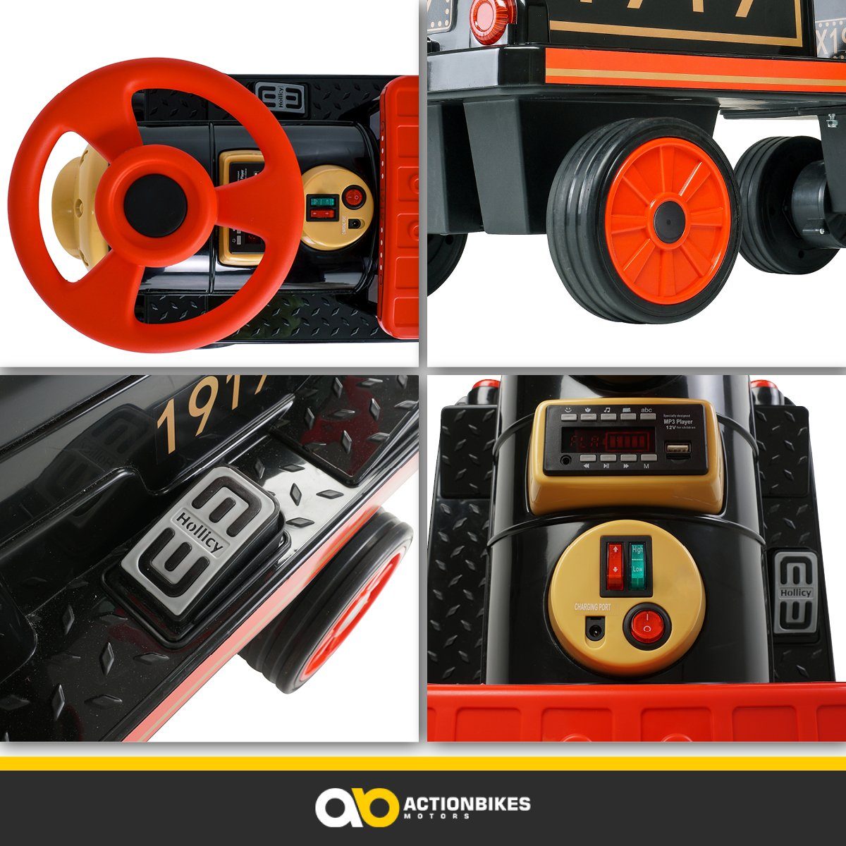 Actionbikes Motors electric children's car, children's electric train with trailer, load capacity 60 kg, (2 pieces), 3 seats - horn and music - soft start - 2 x 12 V motors