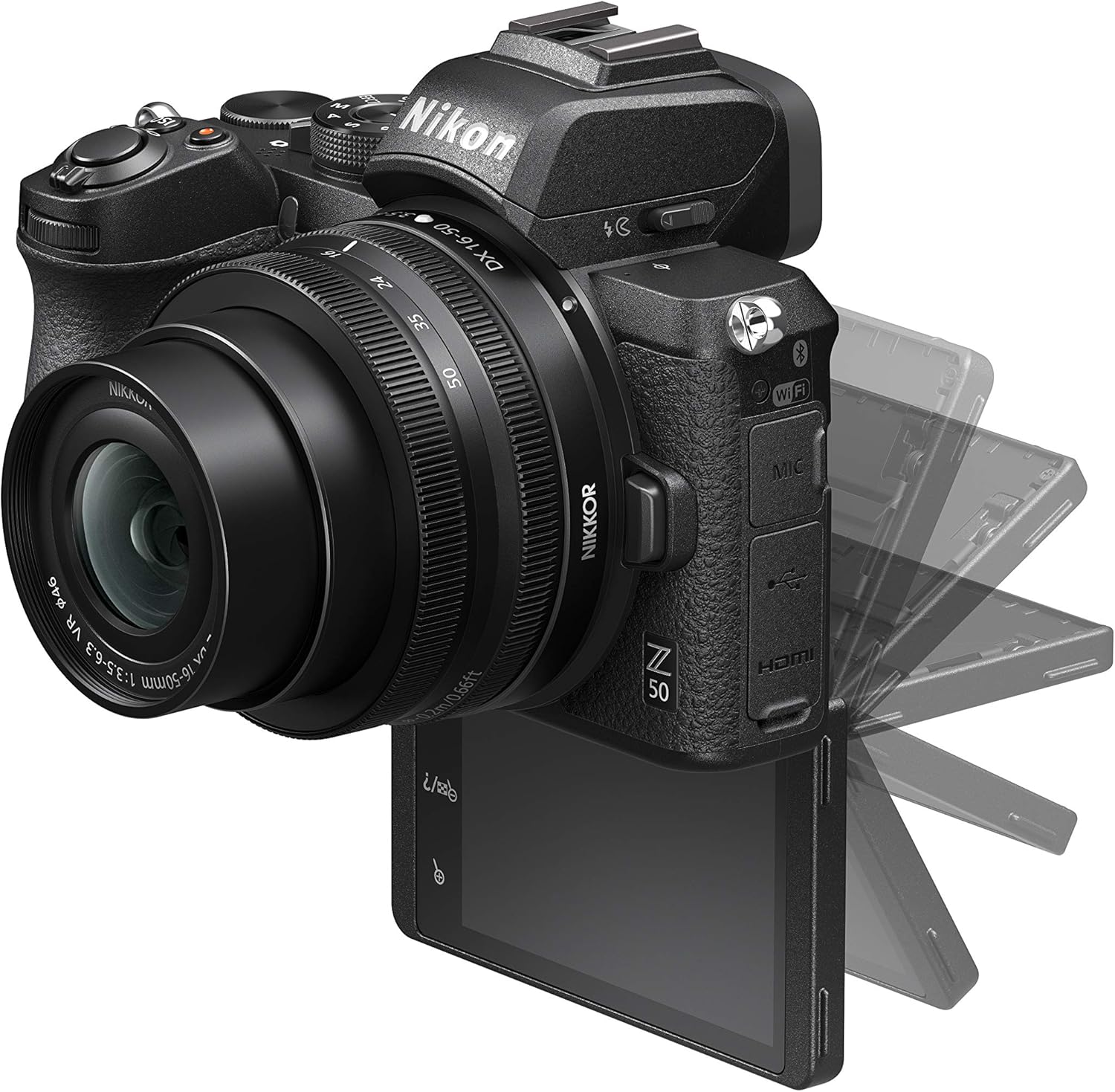 Nikon Z50 + Z DX 16-50mm + Z DX 50-250mm Mirrorless Camera Kit (209-point Hybrid AF, High speed image processing, 4K UHD movies, High Resolution LCD Monitor) VOA050K002