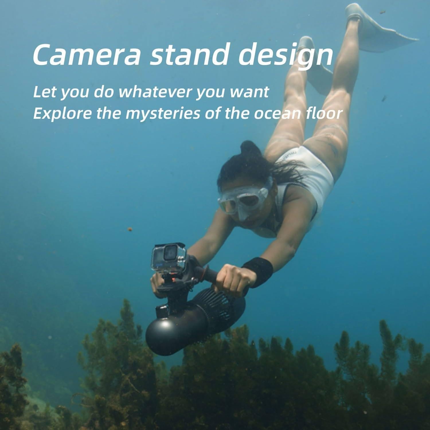 XDLYWUZIQ Portable Kayak Booster, 130mins Brushless Underwater Thruster Set, 10km/h Electric Underwater Sea Scooter, Diving Scooter for Kayaks/Inflatable Boats