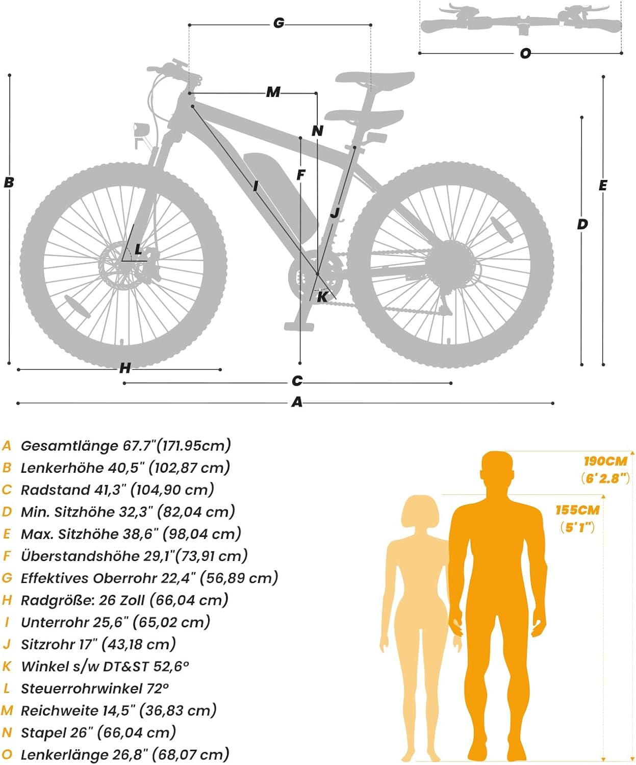 Touroll U1 E-Bikes, 26/29 Inch E Bike Men Women with Removable 36 V 13 Ah Battery, 250 W Motor MTB, Electric Mountain Bike with 21 Gears, Electric Bicycle Range Over 65 Km, CST Off-Road Tyres