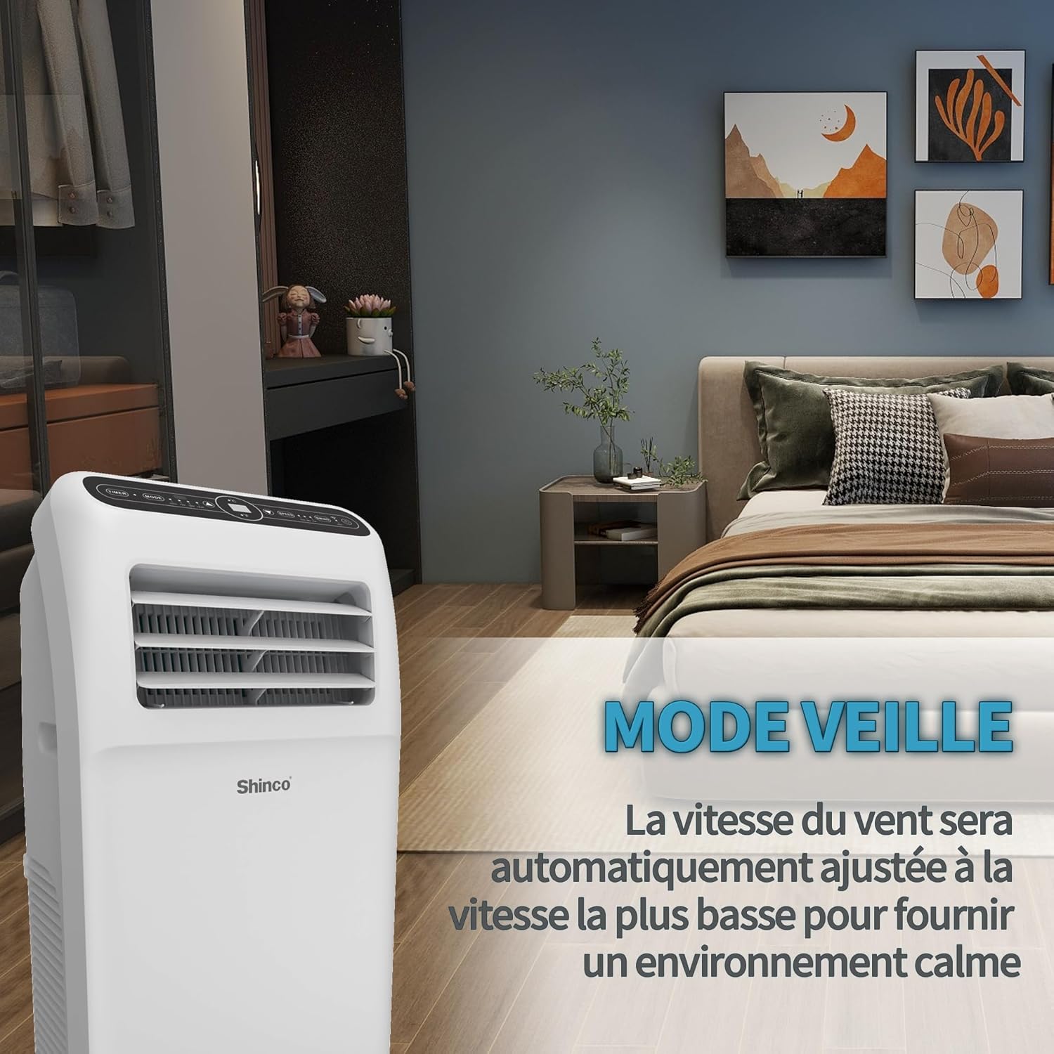 SHINCO Climatiseur Mobile Wifi 12000 BTU/h, Eco R290, 3,5 kW, 4 en 1 Refroidissement, Chauffage, ventilateur, Déshumidificateur, Blanc [Classe énergétique A]