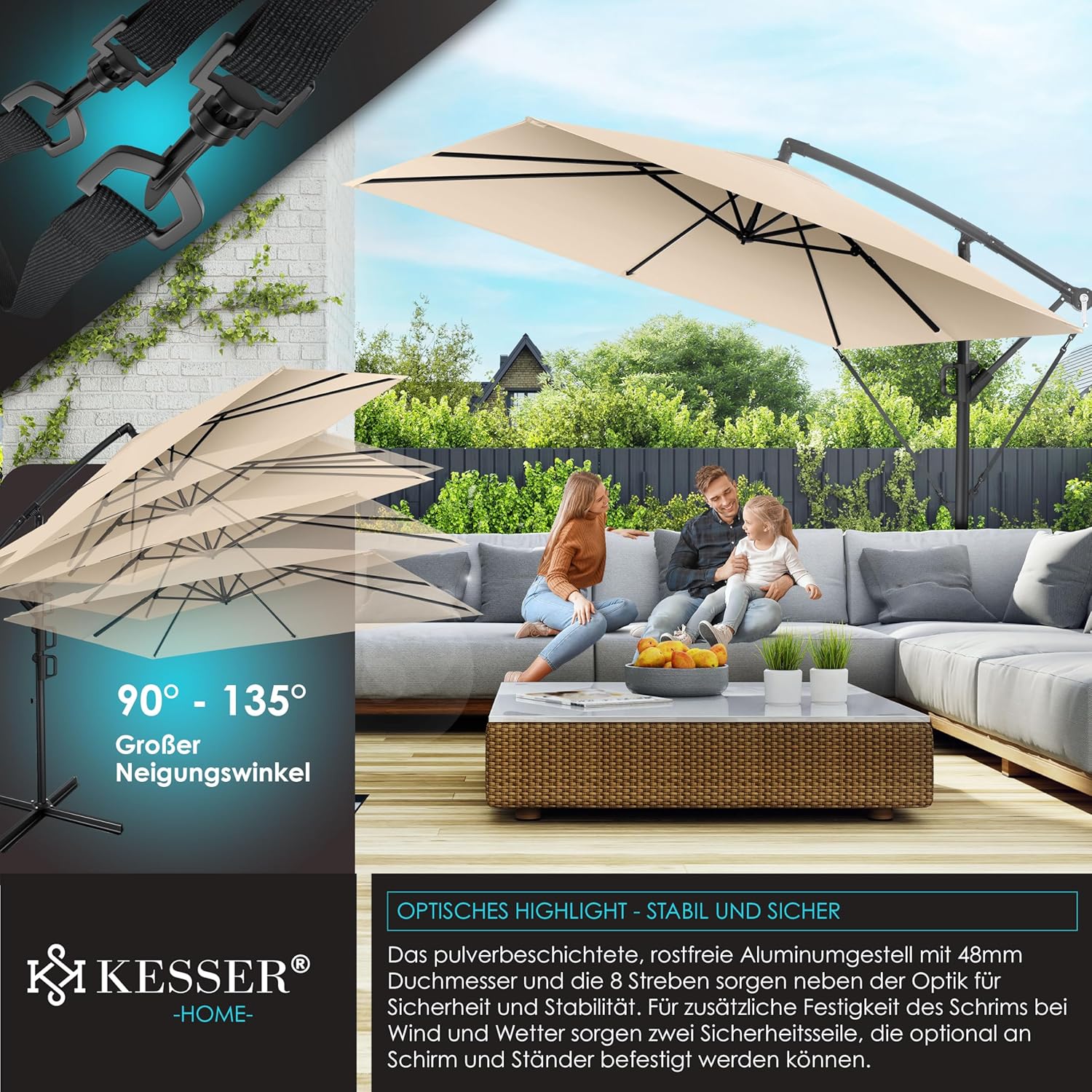 KESSER® Holly Parasol Rectangular with Cover