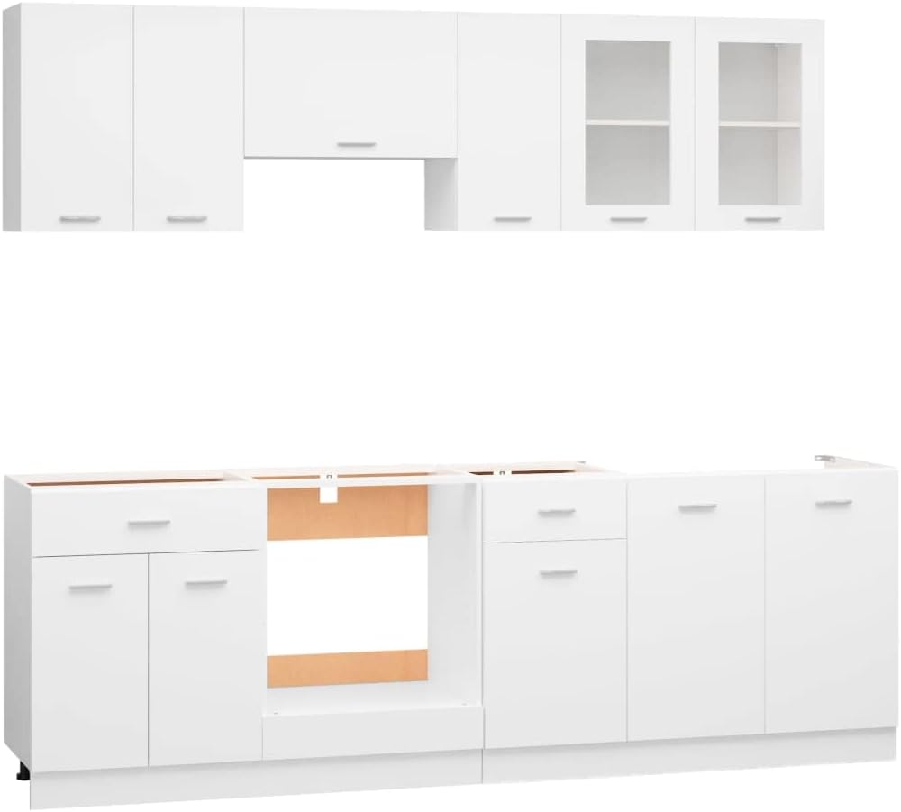 vidaXL Lyon Kitchen Unit White Composite Wood 8-Piece Set