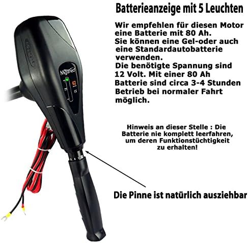 Aussenborder Motor 62 lbs 2006 lb Thrust - 696 W with Battery and LED 12 V 28,2kp salzwassertauglich
