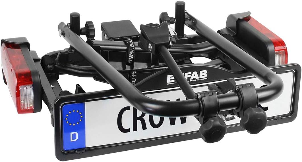 EUFAB 11569 Crow Basic bicycle carrier, suitable for e-bikes, partially pre-assembled, for 2 bicycles, for towing hitch