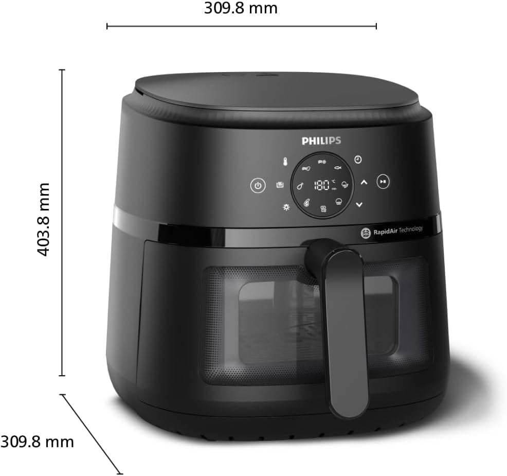 Philips Airfryer Serie 2000 - Friggitrice ad aria da 6,2 L, 13 Modalità, Compatta con Finestra di Cottura, Tecnologia RapidAir, 90% di Grassi in Meno, Facile da Pulire (NA230/00)