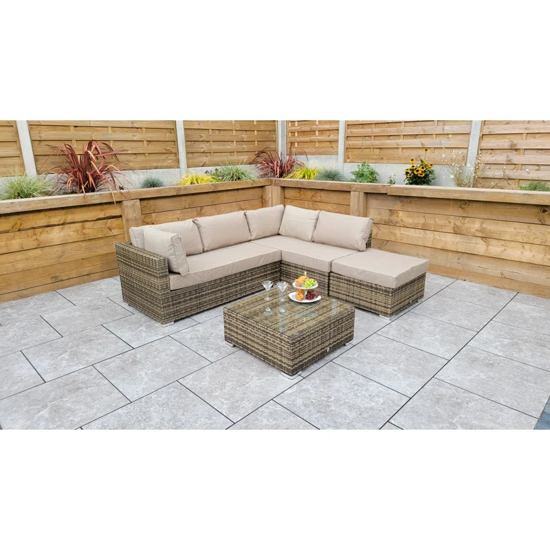 Margaret Wicker 5 - Person Garden Lounge Set with Cushions