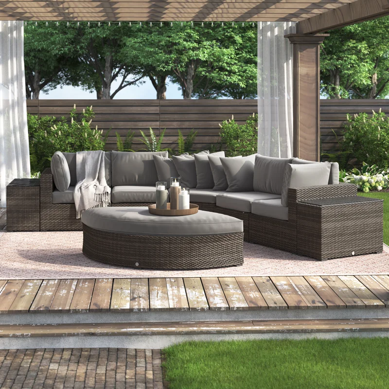 Berniss Wicker 8 - Person Garden Lounge Set with Cushions