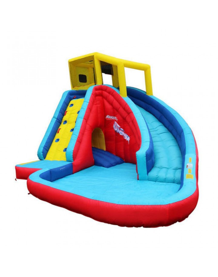Banzai Sidewinder Falls 15 Foot Inflatable Waterpark Water Slide Spring Summer Inflatable Air Backyard Backyard Pool Spray Splash Bounce Toy