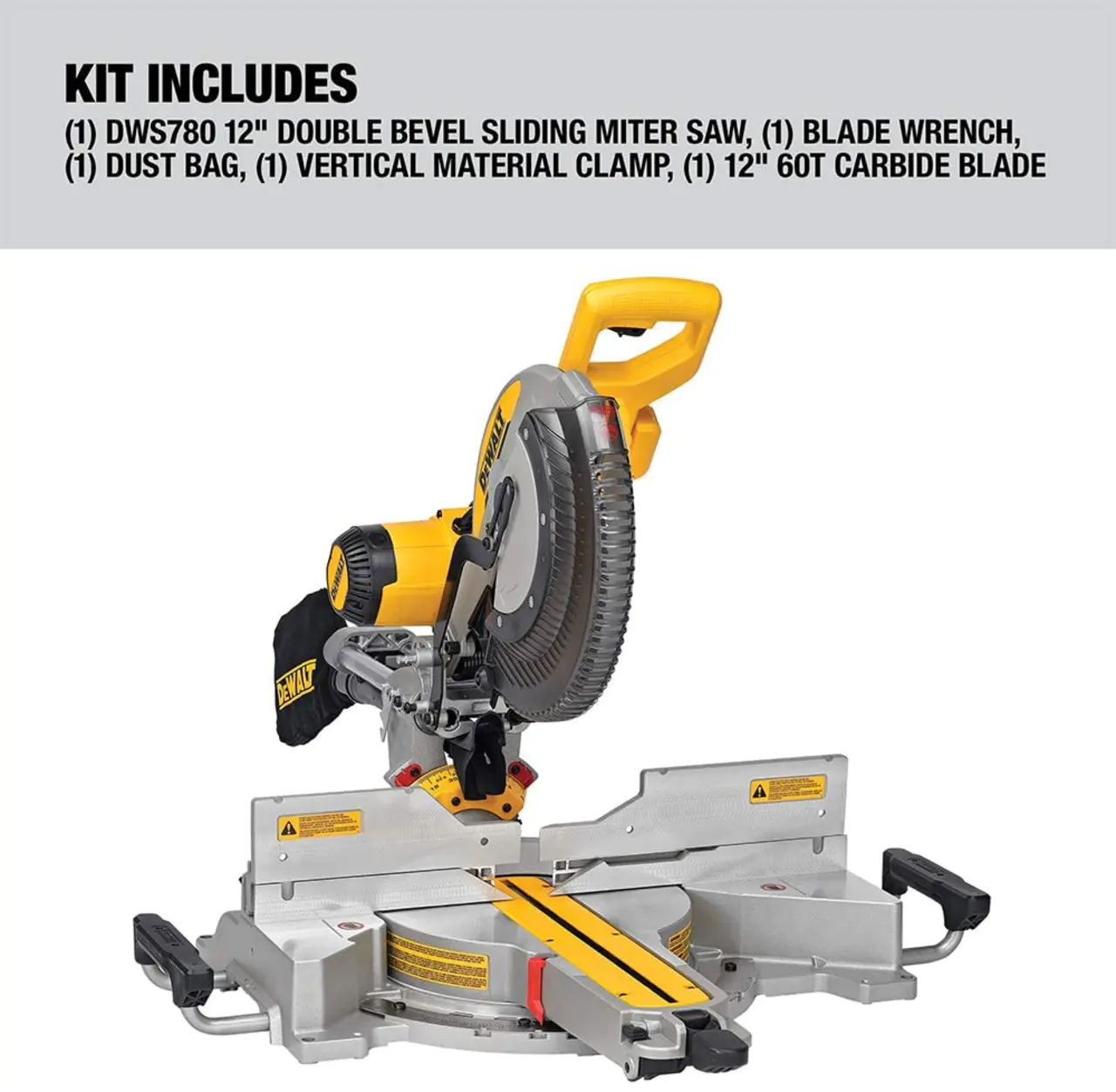 DEWALT DWS780 12-Inch Double Bevel Sliding Compound Miter Saw (DWS780) , Black