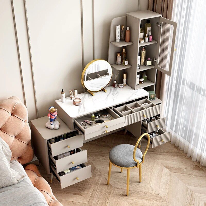 Modern Minimalist Dresser with Retractable Makeup Table – Luxury Bedroom Dressing Table