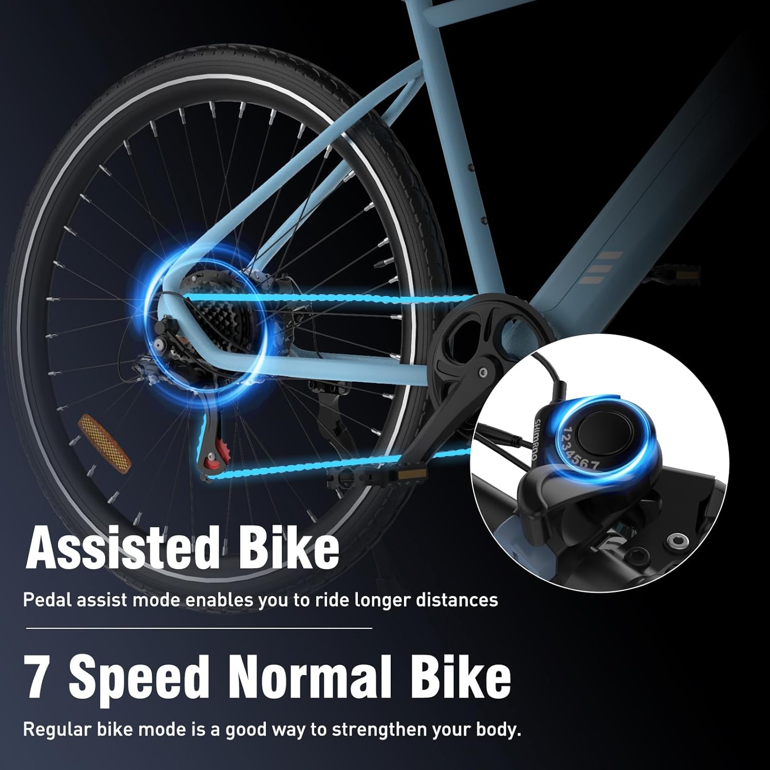 HITWAY E Bike 27.5 Inch Electric Bicycle, 700c E City Bike Pedelec with 36 V 12 Ah Removable Battery, 250 W Motor, 7 Speed Electric Mountain Bike, MTB Ebike for Adults, Range 45-80 km