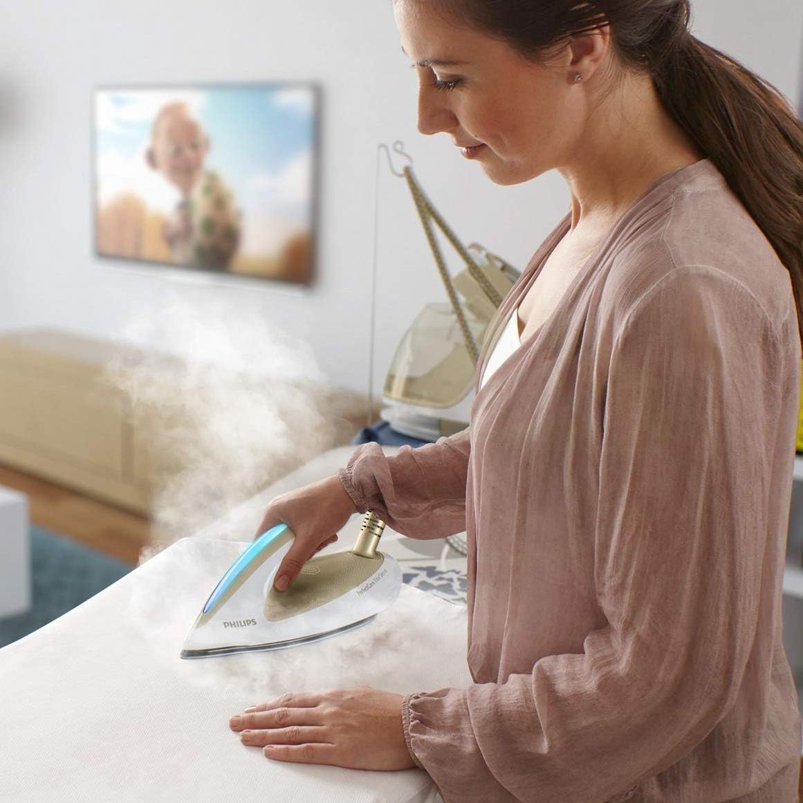 Philips PerfectCare Elite Dampfbügelstation – 7,2 Bar Druck, Dampfstoß bis zu 490 g, 1,8 l Abnehmbarer Wasserbehälter, Ultimative Faltenentfernung, Ultraleichtes Bügeleisen (GC9642/60)