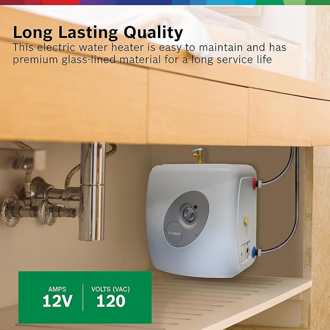 Bosch Electric Mini-Tank Water Heater Tronic 3000 T 7-Gallon (ES8) - Eliminate Time for Hot Water - Shelf, Wall or Floor Mounted