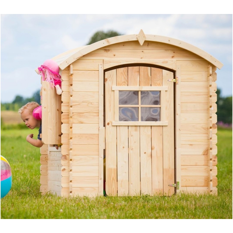 Timbela M505-1 Children's Wooden Playhouse without Floors - Outdoor Playhouse for Children - W 112 x L 146 x H 145 cm / 1.1 m2 Garden Playhouse - Garden Summer House for Children