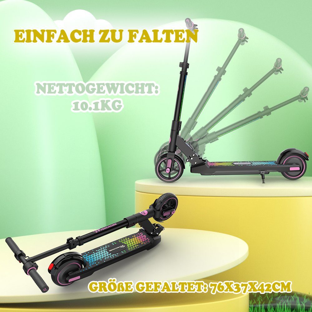 Evercross mini scooter, electric scooter for children aged 6-16 years, max 15 km/h, electric kick scooter, LED