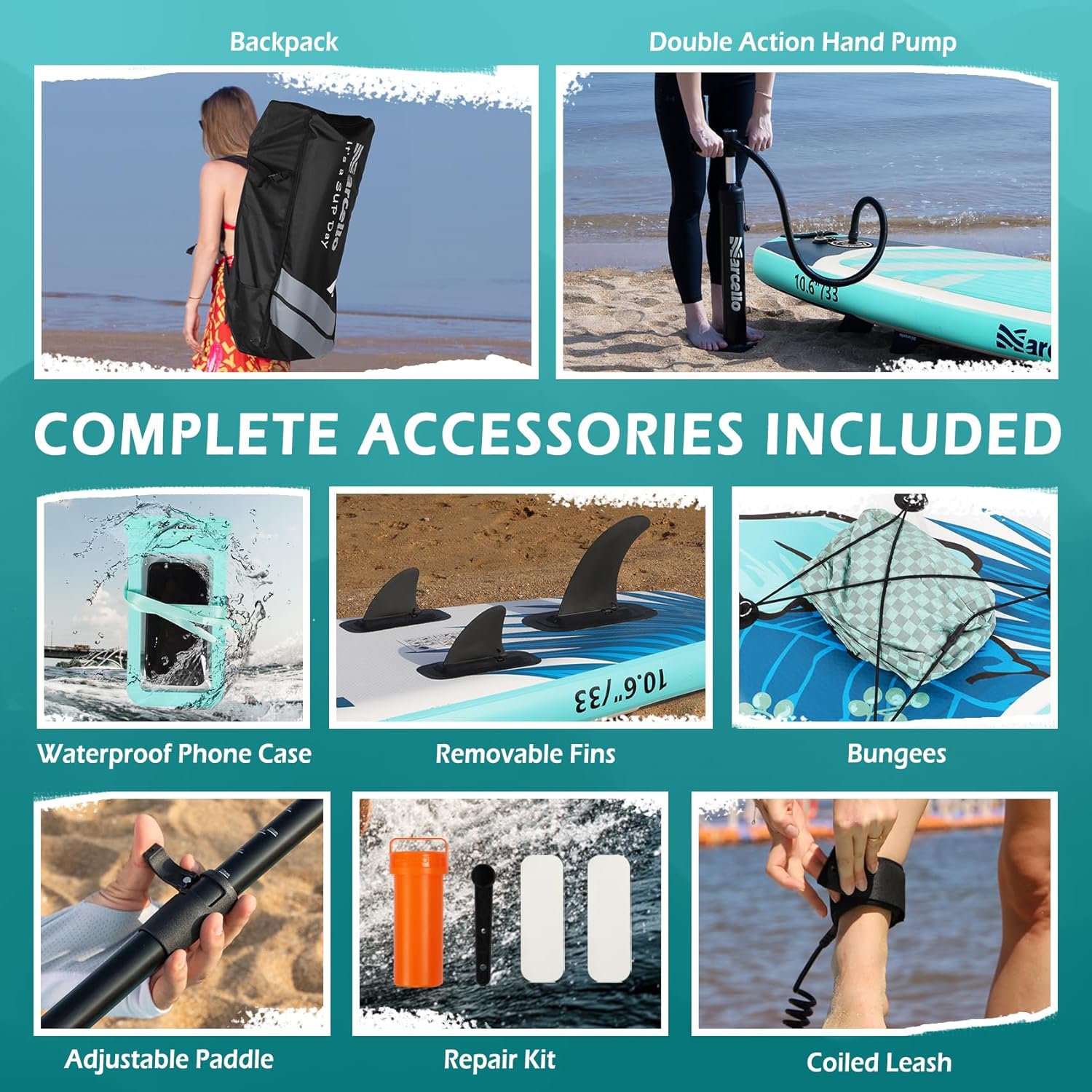 Inflatable Stand UP Paddle Board, 10’6 x 33” x 6” Paddle Board with Backpack, Pump, non slip Mat, Phone Case Ultra-Light Paddle Boards for Adults