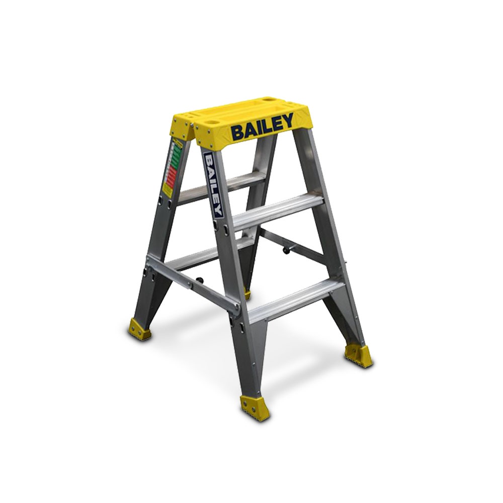 BAILEY 0.9m 150kg 3 Step Pro Aluminium Double Sided Big Top Ladder FS13966