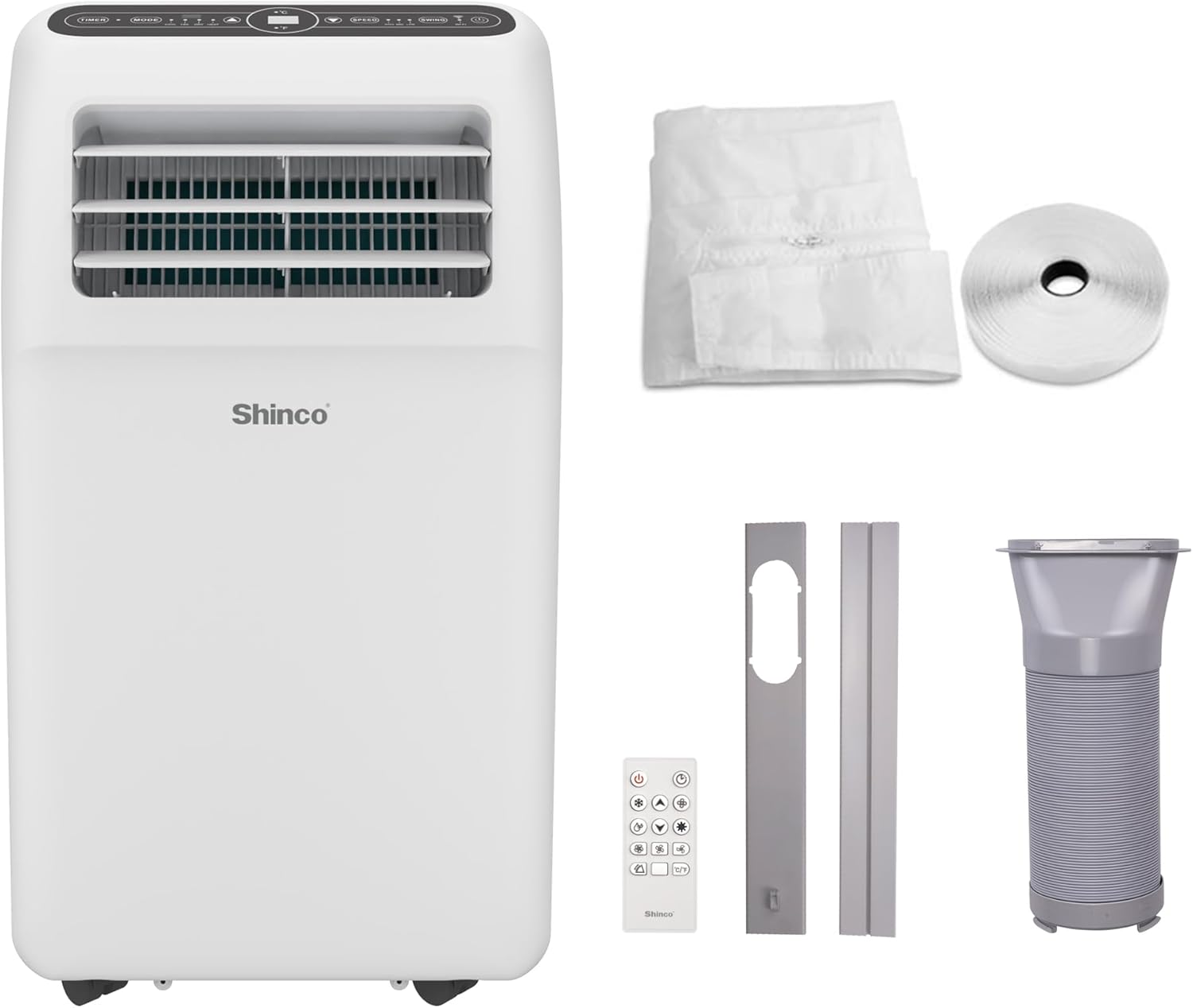 SHINCO Climatiseur Mobile Wifi 12000 BTU/h, Eco R290, 3,5 kW, 4 en 1 Refroidissement, Chauffage, ventilateur, Déshumidificateur, Blanc [Classe énergétique A]
