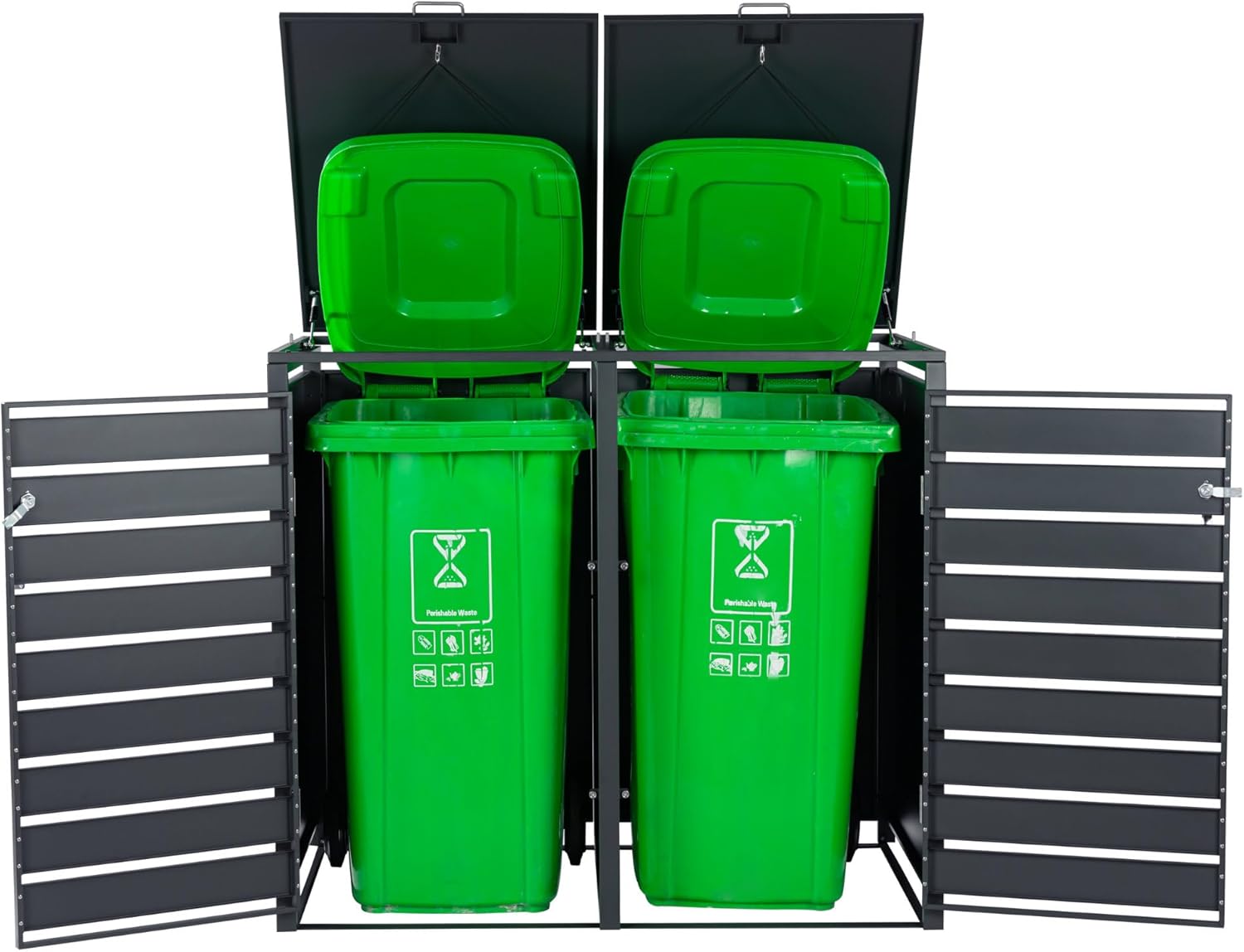 Zelsius Wheelie Bin Box, 4 Bins, 120-240 Litres, Anthracite RAL 7016, Includes Extension Option, Storage Box for Wheelie Bins, 4 Wheelie Bin Boxes