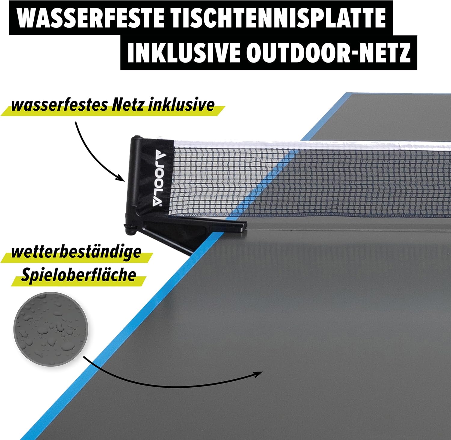 JOOLA Outdoor Table Tennis Table - Professional Table Tennis Table 6 mm Aluminium Composite Surface - Weatherproof Foldable - Includes Net