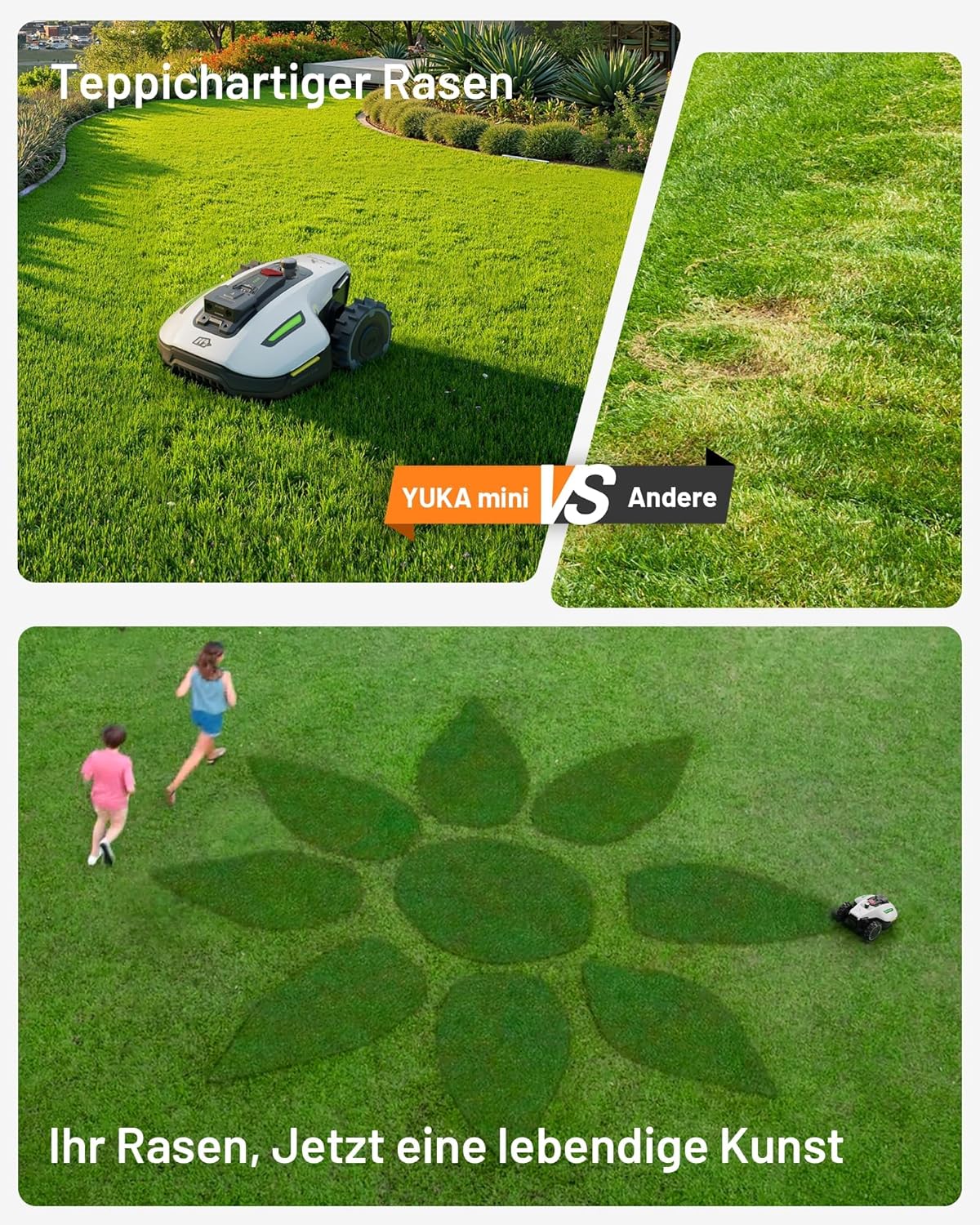 MAMMOTION YUKA Mini 500 Robotic Lawnmower without Boundary Cable, NetRTK+Vision, No RTK Antenna Required, Auto Mapping, Recommendation 500 m², with 4G Module, 50% Incline
